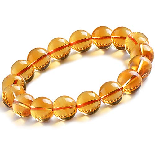 SZPP Pulsera de Piedras Preciosas de Bola de Pulsera de Pulsera de Citrino Natural de Brasil Pulsera de Preocupación (12.0mm)
