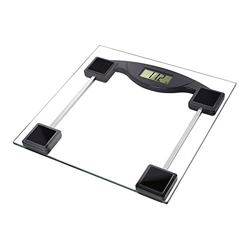 T-LoVendo TLV-B1 Bascula de Baño Digital Cuadrada Transparente Cristal Precision 180 Kg, 30 x 30 x 30 cm