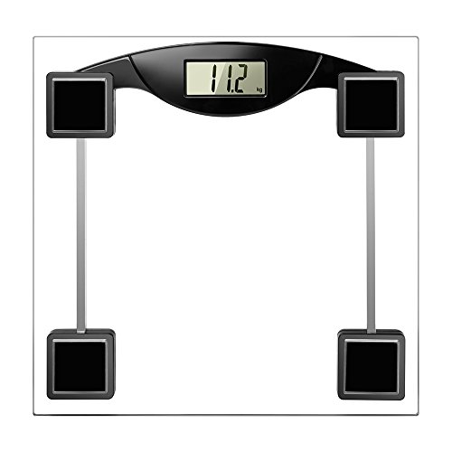 T-LoVendo TLV-B1 Bascula de Baño Digital Cuadrada Transparente Cristal Precision 180 Kg, 30 x 30 x 30 cm