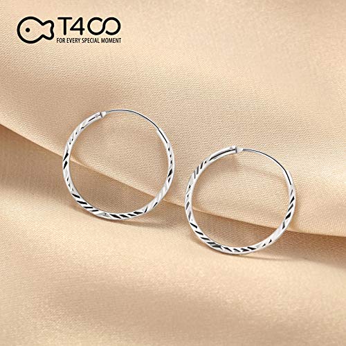 T400 Pendientes Mujer aro de Plata de Ley 925 Durmiente del Corte del Diamante Circulo Redondo, Diámetro:25-65mm