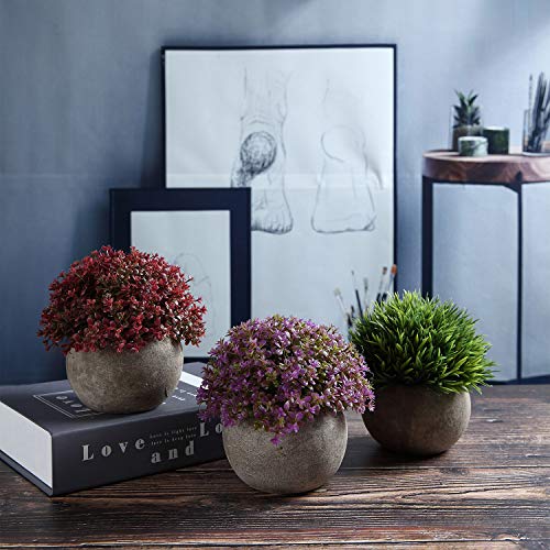 T4U Plantas Artificiales Plásticas Flor Decorativa en Maceta Colorful para Oficina en Casa Paquete de 3