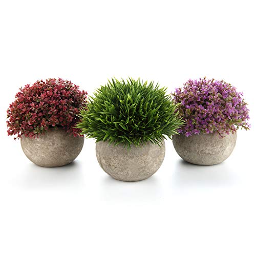 T4U Plantas Artificiales Plásticas Flor Decorativa en Maceta Colorful para Oficina en Casa Paquete de 3