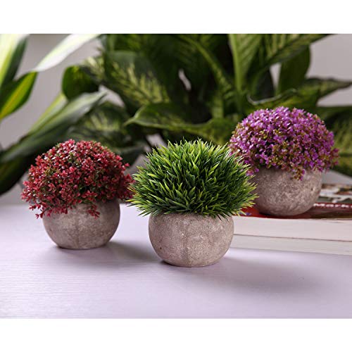 T4U Plantas Artificiales Plásticas Flor Decorativa en Maceta Colorful para Oficina en Casa Paquete de 3