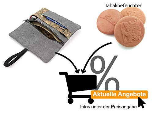 Tabaquera - Funda Tabaco de Liar – Tela de Corcho Vegana y ecológica – con Compartimentos para mechero, filtros y Papeles – Regalo Original para Fumadores – by SIMARU (Gris & Raizes)