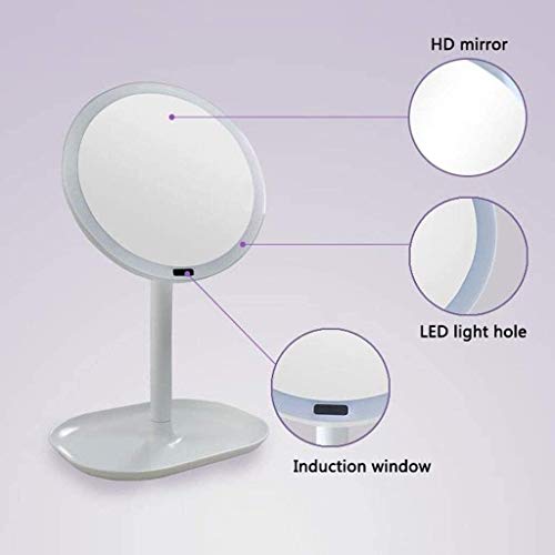 Tabla de maquillaje Espejo de baño con luces LED inteligente LED de la inducción del cuerpo del espejo de iluminación con los granos de la lámpara 30 LED 360 ° de rotación del espejo cosmético encimer