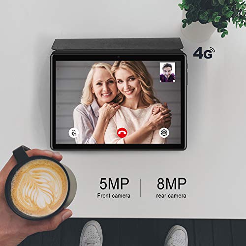 Tablet 10 Pulgadas 4 GB RAM 64GB/128GB ROM Android 9.0 Ultrar-Rápido Tablets 4G Dual SIM/WiFi 8000mAh Batería Quad Core (GPS, Bluetooth, OTG, Netfilix,Type-C) - Certificación Google GMS