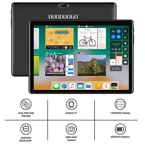 Tablet 10 Pulgadas 4 GB RAM 64GB/128GB ROM Android 9.0 Ultrar-Rápido Tablets 4G Dual SIM/WiFi 8000mAh Batería Quad Core (GPS, Bluetooth, OTG, Netfilix,Type-C) - Certificación Google GMS
