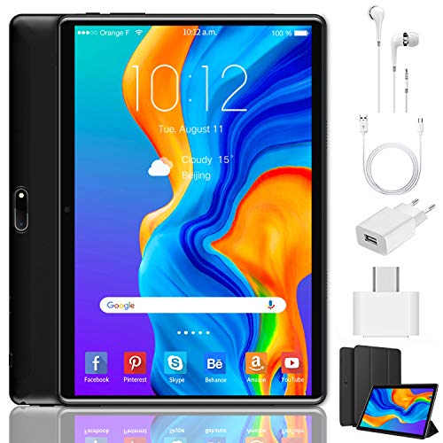 Tablet 10 Pulgadas 4 GB RAM 64GB/128GB ROM Android 9.0 Ultrar-Rápido Tablets 4G Dual SIM/WiFi 8000mAh Batería Quad Core (GPS, Bluetooth, OTG, Netfilix,Type-C) - Certificación Google GMS