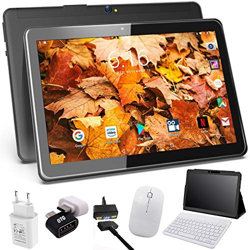 Tablet 10 Pulgadas 4G Android 9.0 4GB RAM 64GB de Memoria, Escalable 128GB - Certificado por Google GMS - Tableta Dual SIM Quad Core con Interfaz de Carga Magnética - Soporte Netflix, WiFi, GPS