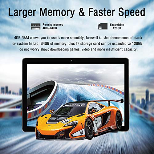 Tablet 10 Pulgadas 4G Android 9.0 4GB RAM 64GB de Memoria, Escalable 128GB - Certificado por Google GMS - Tableta Dual SIM Quad Core con Interfaz de Carga Magnética - Soporte Netflix, WiFi, GPS