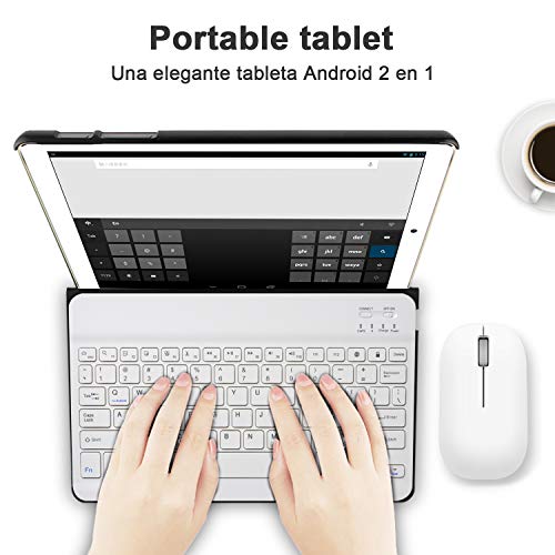 Tablet 10 Pulgadas 4G FHD 64GB de ROM 4GB de RAM Android 9.0 Certificado por Google GMS Tablet PC Procesador de Quad Core Batería 8500mAh Dual SIM 8MP Cámara WiFi,Bluetooth,GPS,OTG(Oro)