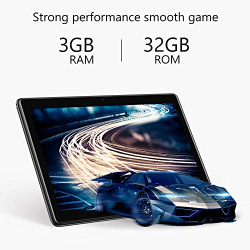 Tablet 10 Pulgadas 4G Full HD 3GB de RAM 32GB/128GB de ROM Android 9.0 Certificado por Google GMS Quad Core Tableta Batería de 8500mAh Dual SIM 8MP Cámara Tablet PC Netfilx WiFi Bluetooth OTG（Negro）