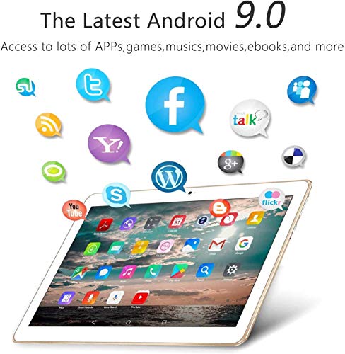 Tablet 10 Pulgadas 4G LTE Dual Sim - TOSCIDO Android 9.0 , Quad Core,64GM ROM,4GB RAM,Doble Altavoz Estéreo,WiFi/Bluetooth/GPS/OTG - Oro