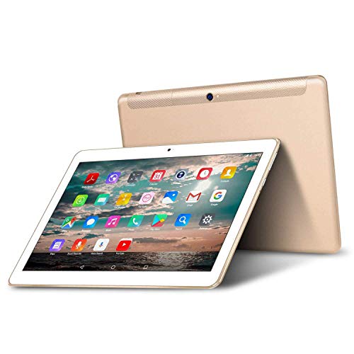 Tablet 10 Pulgadas 4G LTE Dual Sim - TOSCIDO Android 9.0 , Quad Core,64GM ROM,4GB RAM,Doble Altavoz Estéreo,WiFi/Bluetooth/GPS/OTG - Oro