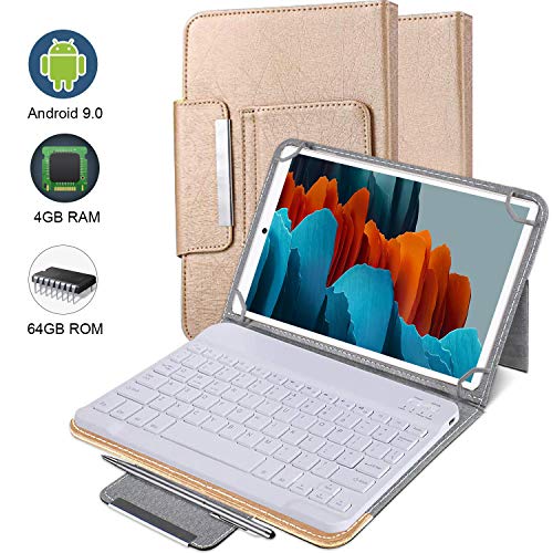 Tablet 10 Pulgadas barats y Buenas 4G Full HD,4GB RAM+64GB ROM 128GB Escalables, Dual SIM Tablet 10 Pulgadas Android 9.0 con Teclado Batería 6500mAh P9