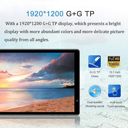 Tablet 10 Pulgadas LNMBBS P30 Android 9.0 5G Wi-Fi Tableta de Procesador Octa-Core, 64GB ROM y 3GB RAM Tablet PC con Tarjeta Sim y Wi-Fi, 13MP y 5MP Cámara, Pantalla HD IPS de 1920*1200, GPS (Negro)