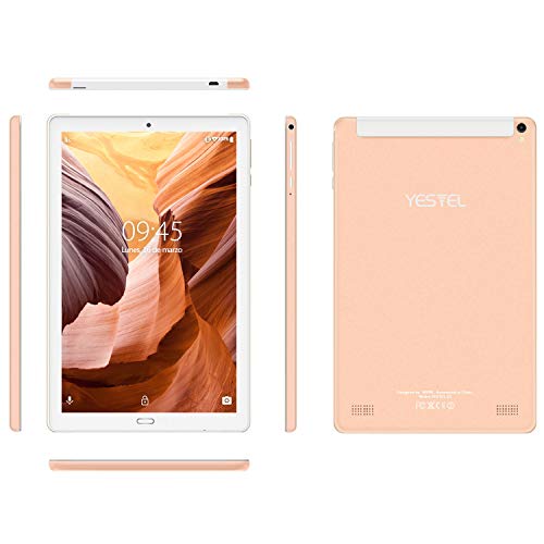 Tablet 10 Pulgadas YESTEL X2, 3GB+32GB, Android 8.1，4G WiFi/Dobles SIM, Tableta (con Funda Protectora, con Tastiera, con Mouse y Teclado) 4 Core, 8000mAh, 1280X800 HD IPS, FM, Type-C, Dorado