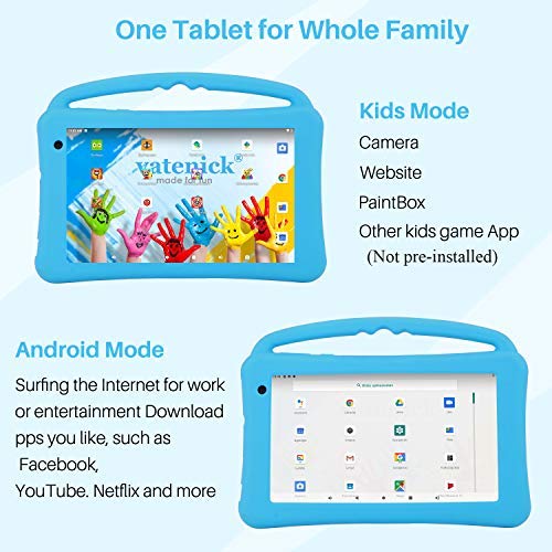 Tablet Niños 7 Pulgadas Pantalla IPS HD WiFi QuadCore Android 10.0 Pie Tablet PC para Niños - Certificación GMS 2GB + 32GB Funda Silicona Portátil Mano para Regalo Cumpleaños para Niños (Azul)