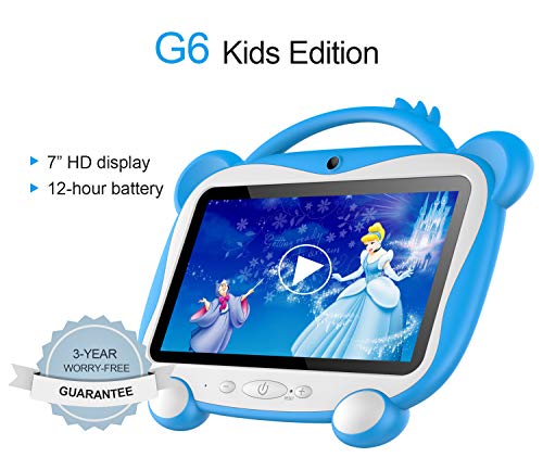 Tablet Para Niños 7 Pulgadas Tablet Infantil Android 10.0 Quad-Core Processor, 16GB ROM 128GB Expansión, HD Pantalla1024*600 Doble Camera(0.3MP+2MP)Wifi,GPS,Certificación Google,Juegos Educativos-Azul