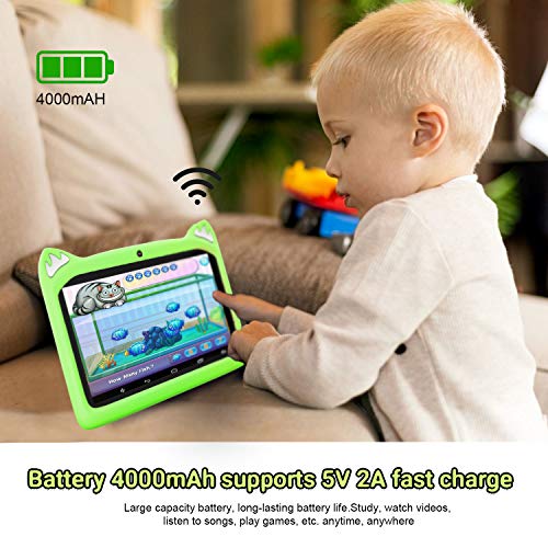 Tablet para Niños con WiFi 7.0 Pulgadas 3GB RAM 32GB/128GB ROM Android 9.0 Pie Certificado por Google GMS Tablet Infantil 1.5Ghz Quad Core Batería 4000mAh Tablet PC Netflix Juegos Educativos(Verde)