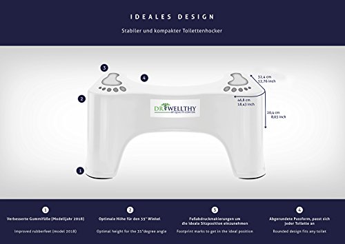 Taburete para Inodoro, Postura Natural Correcta para Mejor Defecación, Previene Estreñimiento, Hemorroides, Enfermedades del Colon e Infecciones Urinarias, Antideslizante y Anti Constipación