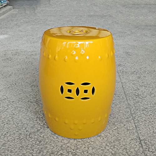 Taburetes Reposapiés Banqueta para Ducha para Trabajar Cosmético Consulta Redondo Jingdezhen Estilo Chino Porcelana Pier Hollow Cerámica ZHANGQIANG (Color : Imperial Yellow)