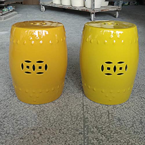 Taburetes Reposapiés Banqueta para Ducha para Trabajar Cosmético Consulta Redondo Jingdezhen Estilo Chino Porcelana Pier Hollow Cerámica ZHANGQIANG (Color : Imperial Yellow)
