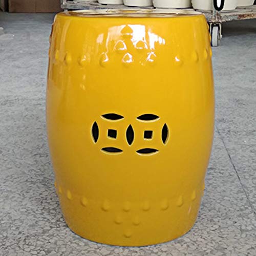 Taburetes Reposapiés Banqueta para Ducha para Trabajar Cosmético Consulta Redondo Jingdezhen Estilo Chino Porcelana Pier Hollow Cerámica ZHANGQIANG (Color : Imperial Yellow)