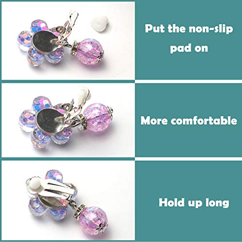 Tacobear 16 Pares Pendientes de Clip Niña Cristal Pendientes Aretes Sin Agujero Colgantes Corazón Brillantes Estrella Flor Minnie Fresa Princesa Disfraz Joyería Juguete Regalo Chica
