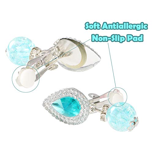 Tacobear 16 Pares Pendientes de Clip Niña Cristal Pendientes Aretes Sin Agujero Colgantes Corazón Brillantes Estrella Flor Minnie Fresa Princesa Disfraz Joyería Juguete Regalo Chica