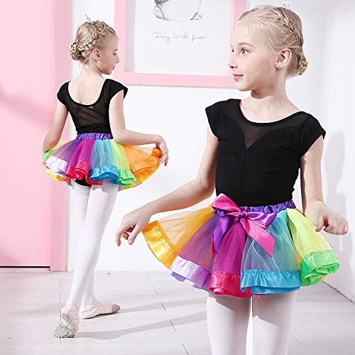 Tacobear 2piezas Falda Tutu para Niñas Dancewear Arco Iris Falda de Tul Danza Falda Girls Rainbow Layered Tutu Skirt