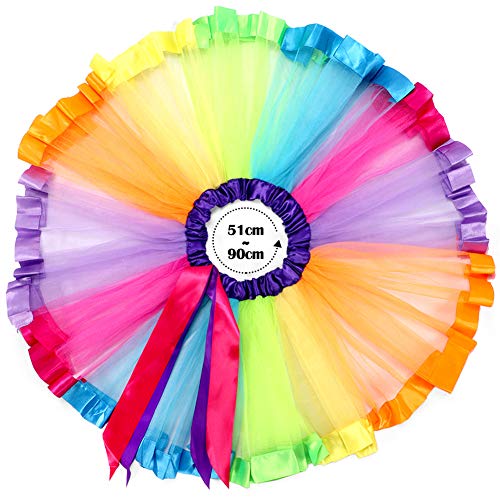 Tacobear 2piezas Falda Tutu para Niñas Dancewear Arco Iris Falda de Tul Danza Falda Girls Rainbow Layered Tutu Skirt