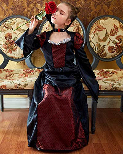 Tacobear Disfraz para Niños Chica Vampiro Disfraces Cosplay Disfraces Dracula Halloween Carnaval (L（9-10 años）)