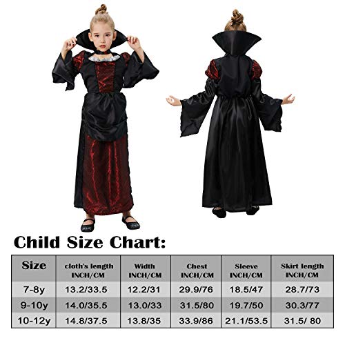 Tacobear Disfraz para Niños Chica Vampiro Disfraces Cosplay Disfraces Dracula Halloween Carnaval (L（9-10 años）)