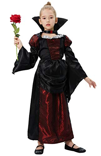 Tacobear Disfraz para Niños Chica Vampiro Disfraces Cosplay Disfraces Dracula Halloween Carnaval (L（9-10 años）)