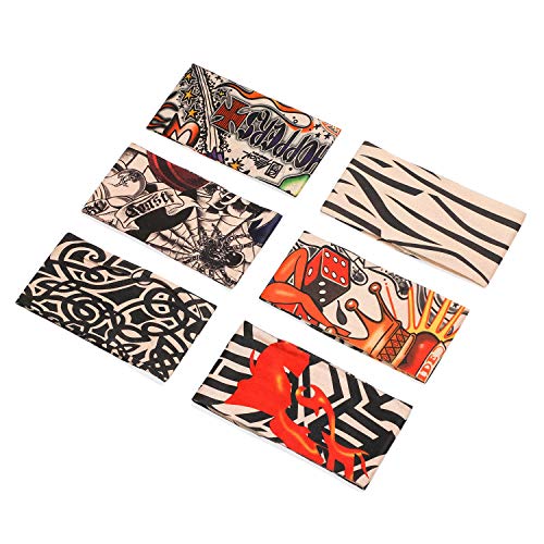TAGVO Falsas Mangas de Tatuaje, 6pcs Moda Nylon Mangas del Brazo Calentadores de Brazo Deportivo Transpirable Suave y de Secado rápido Bloque Solar Sleevelet Brazo elástico Cubre