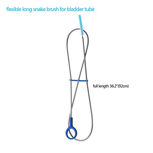 Tagvo Kit de Limpieza de la vejiga de hidratación para el depósito de Agua Universal, Limpiador 4 en 1 - Cepillo Largo Flexible, Cepillo pequeño, Cepillo Grande y Colgador Plegable