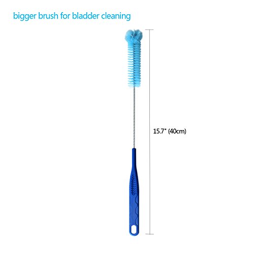 Tagvo Kit de Limpieza de la vejiga de hidratación para el depósito de Agua Universal, Limpiador 4 en 1 - Cepillo Largo Flexible, Cepillo pequeño, Cepillo Grande y Colgador Plegable