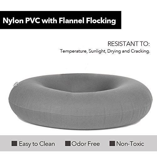 TAKIT Cojín Inflable Redondo 46cm - Almohada Médica Apta Para El Dolor Hemorroidal, Llagas De Cama, Coccidinia, Quiste Pilonidal, Dolor Perineal, Embarazo - Genial Para Sillas De Ruedas - Gris