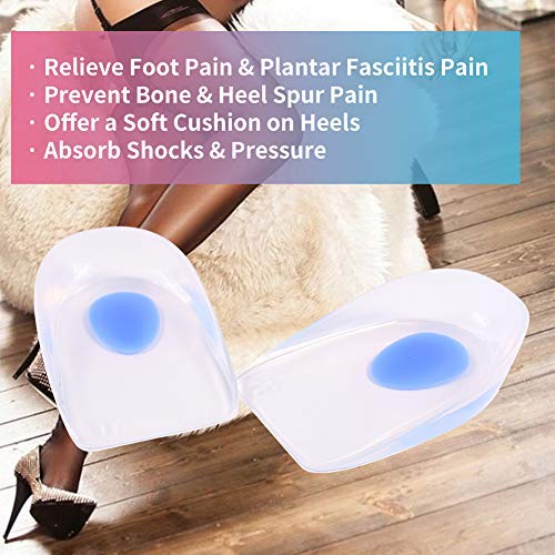 Talón tazas gel talón cojín zapato insertar almohadilla-aliviar el dolor de fascitis plantar, espolón óseo del talón y la tendinitis de Aquiles para hombres y mujeres
