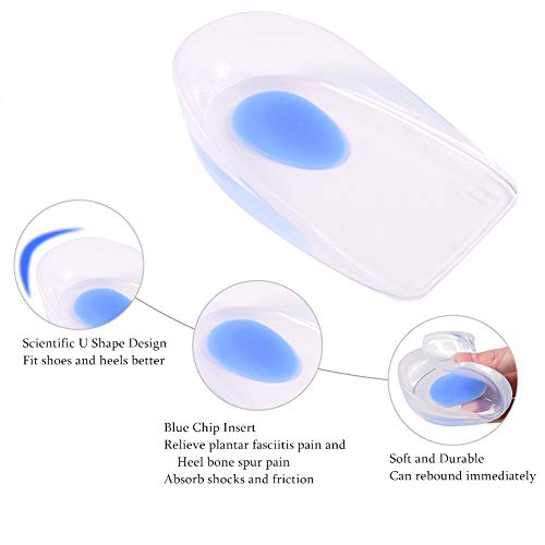 Talón tazas gel talón cojín zapato insertar almohadilla-aliviar el dolor de fascitis plantar, espolón óseo del talón y la tendinitis de Aquiles para hombres y mujeres