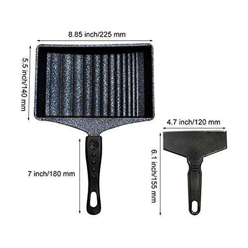 Tamagoyaki Sartén Antiadherente Sartenes para Freír, La Parte Inferior de La Onda Maifanite Piedra Sarten Tortilla, Bocadillos Japoneses,Negro