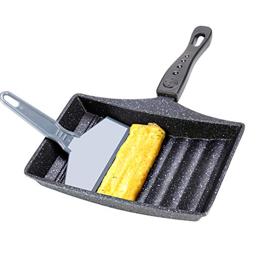 Tamagoyaki Sartén Antiadherente Sartenes para Freír, La Parte Inferior de La Onda Maifanite Piedra Sarten Tortilla, Bocadillos Japoneses,Negro