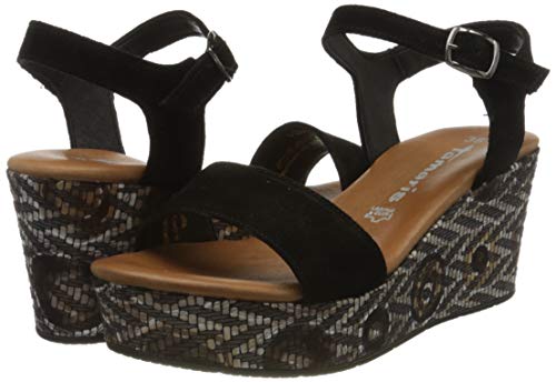 Tamaris 1-1-28013-24, Sandalia con Pulsera para Mujer, Negro (Black/Ethno 025), 38 EU