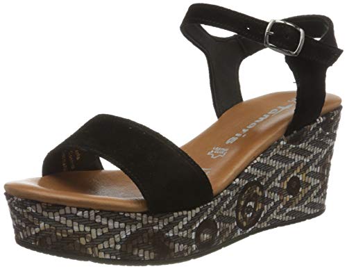 Tamaris 1-1-28013-24, Sandalia con Pulsera para Mujer, Negro (Black/Ethno 025), 38 EU