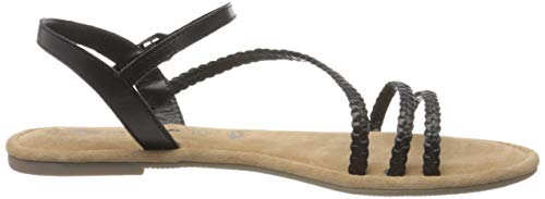Tamaris 1-1-28113-24, Sandalia con Pulsera para Mujer, Black Wooven 057, 39 EU