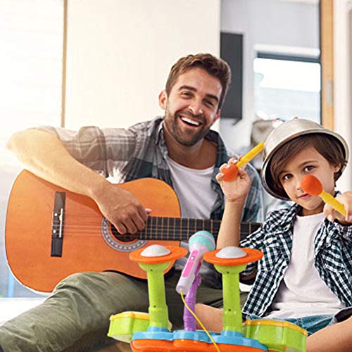 Tambor Infantil Instrumentos Musicales Infantiles Batería Juguete con Canciones Infantil Kit de Batería ElectróNica Idea de Regalo para Niños 3 4 5 6 Años