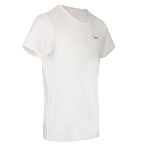 TanMeOn Camiseta de Bronceado para Hombres, recibe Bronceado bajo la Camiseta, Corte con Cuello Redondo, Colores: Blanco, Azul o Gris, (Blanco, L)