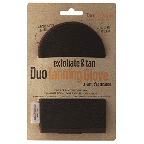 TanOrganic: Guante Exfoliante y Autobronceador sin Rayas, ni Sol Dúo 2 en 1, puede ser usado en la ducha, y así preparas tu piel para el perfecto bronceado artificial.