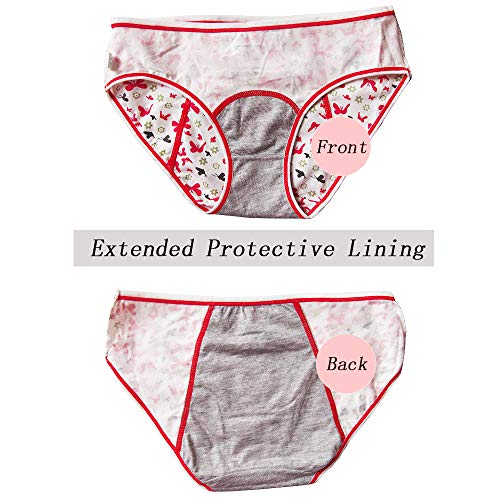 Tanseefly Paquete de 3 Bragas Protectoras menstruales de algodón para Adolescentes, a Prueba de Fugas, para Mujeres, Postparto, para Mujer Mariposa S/M (52.16/61.2 kgs)